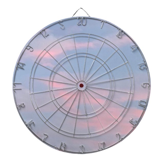 Customizable Pink Clouds Dart Board (Front)
