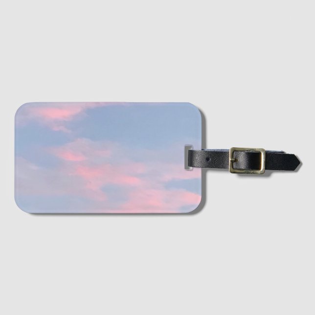 Customizable Pink Clouds Luggage Tag (Front Horizontal)