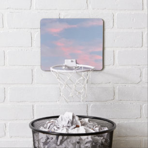 Customizable Pink Clouds Mini Basketball Hoop