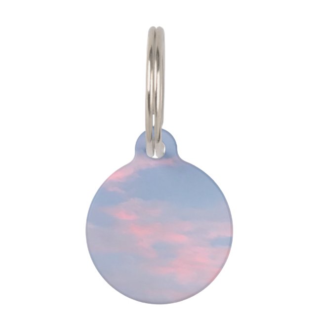 Customizable Pink Clouds Pet ID Tag (Front)