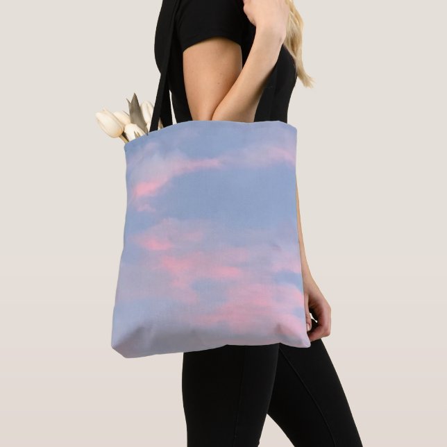 Customizable Pink Clouds Tote Bag (Close Up)