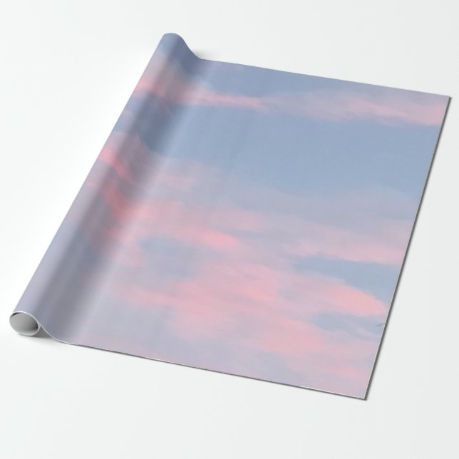 Customizable Pink Clouds Wrapping Paper (Unrolled)
