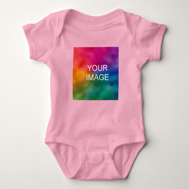 Customizable Pink Color Template Add Image Photo Baby Bodysuit (Front)