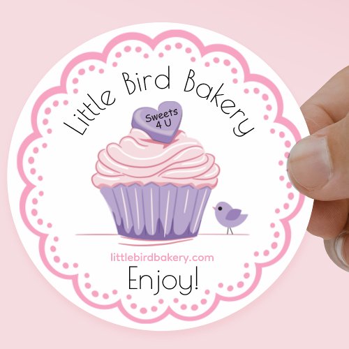 Customizable Pink Cupcake Bakery Classic Round Sticker