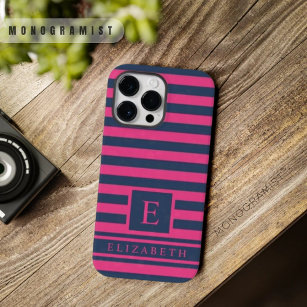 Customizable Pink Dark Blue Purple Color Stripes  Case-Mate iPhone 14 Pro Max Case