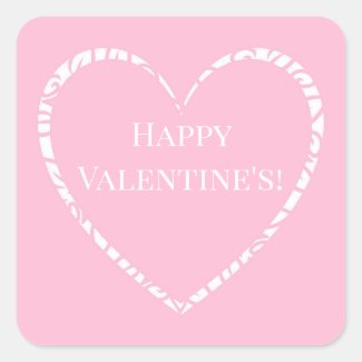 Customizable Pink Decorated Heart Square Stickers
