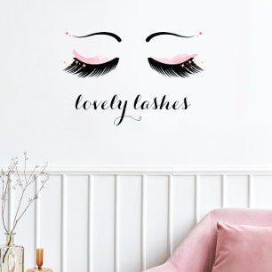 Customizable Pink Eyelashes Wall Decal