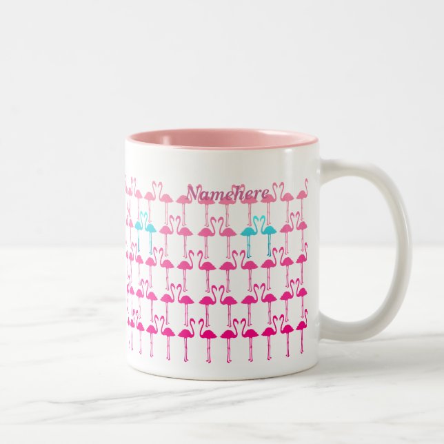 Customizable: Pink flamingo Two-Tone Coffee Mug (Right)