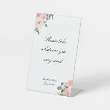 Customizable Pink Floral Bathroom Sign