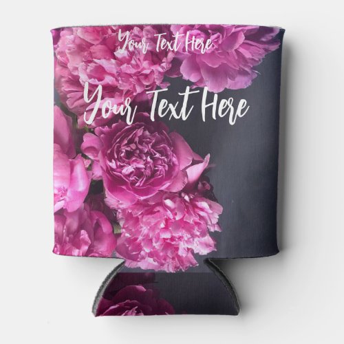 Customizable Pink Floral Photography Can Cooler
