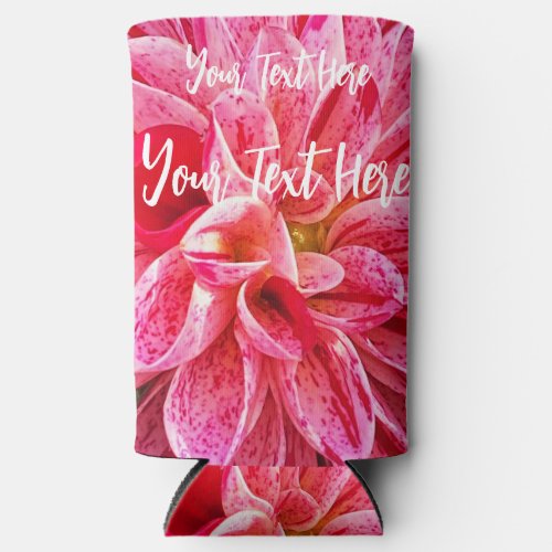 Customizable Pink Floral Photography Seltzer Can Cooler