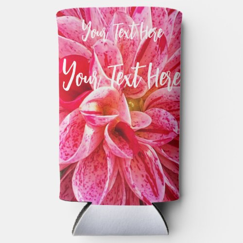 Customizable Pink Floral PhotographyCooler Seltzer Can Cooler