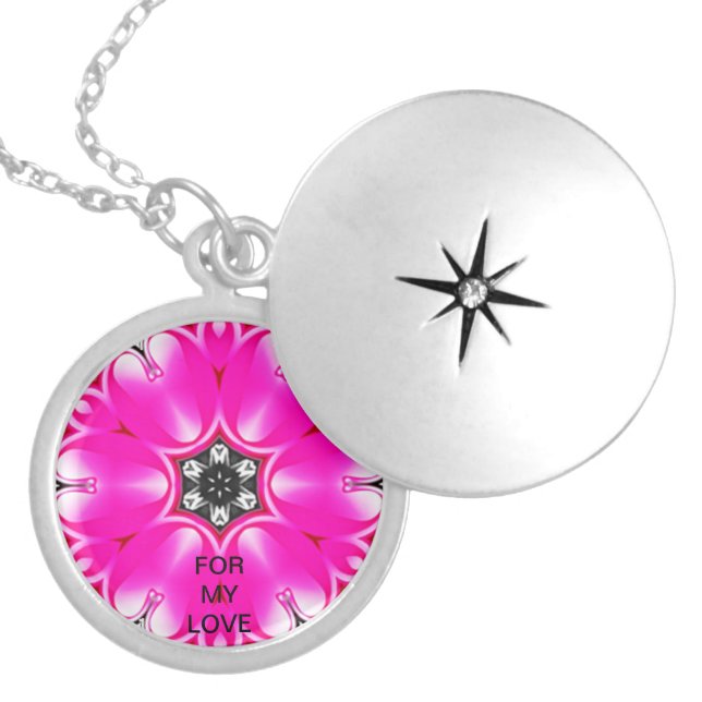 Customizable Pink Flower for my Love Necklaces (Front)