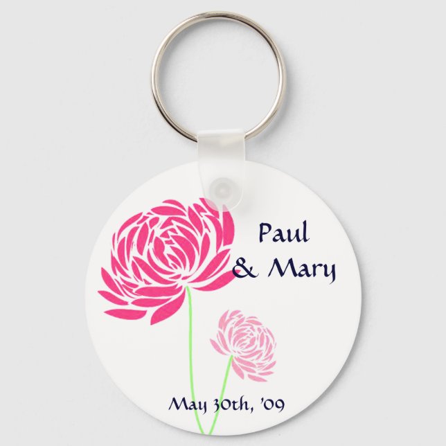 Customizable Pink Flower Keychain (Front)