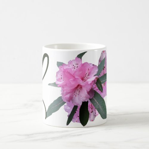 Customizable pink flowers personal L monogram Coffee Mug