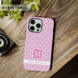 Customizable Pink Flowers White Floral Patten iPhone 15 Pro Max Case