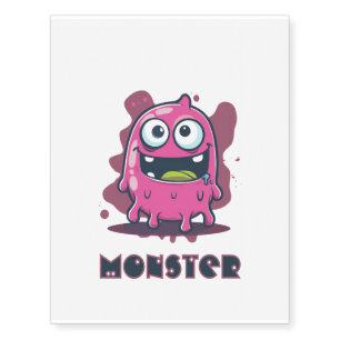 Customizable Pink Funny Monster Temporary Tattoos