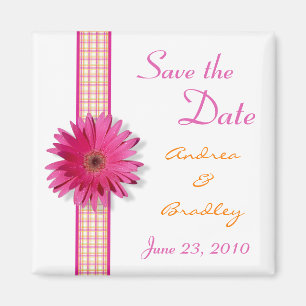 Customizable Pink Gerbera Daisy Monogram Magnet