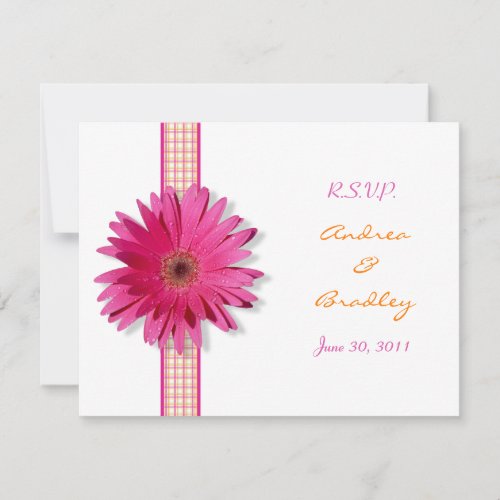 Customizable Pink Gerbera Daisy Response Card