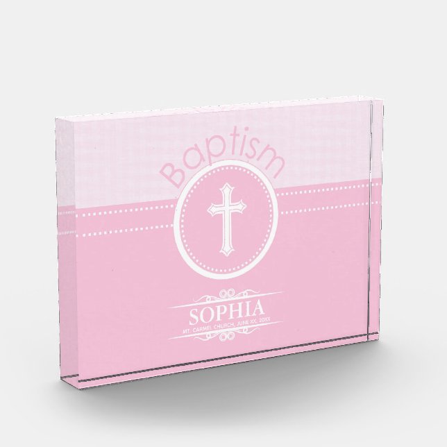 Customizable, Pink Girl Child of God Baptism Award (Left)