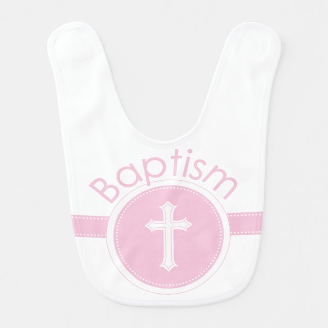Customizable, Pink Girl Child of God Baptism Bib (Front)