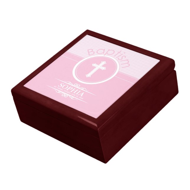 Customizable, Pink Girl Child of God Baptism Jewelry Box (Side)