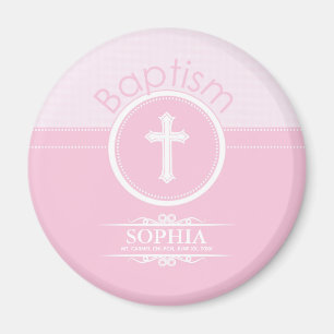 Customizable, Pink Girl Child of God Baptism Magnet