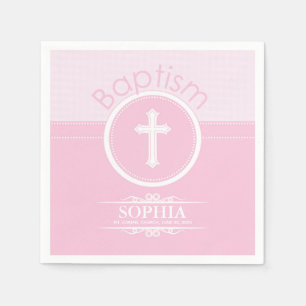 Customizable, Pink Girl Child of God Baptism Napkins