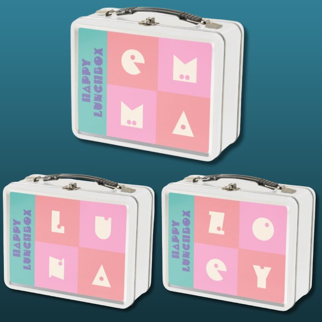 Customizable pink girl name happy Lunchbox (Creator Uploaded)