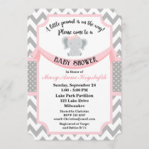 Customizable Pink Gray Baby Girl Shower Invitation