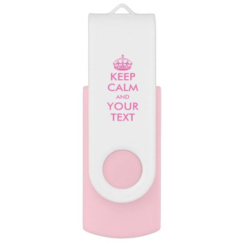 Customizable pink keep calm swivel USB flash drive