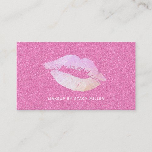 Customizable Pink Lipstick kiss Business Cards