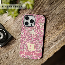 Customizable Pink Pale Yellow Paisley Pattern iPhone 15 Pro Max Case