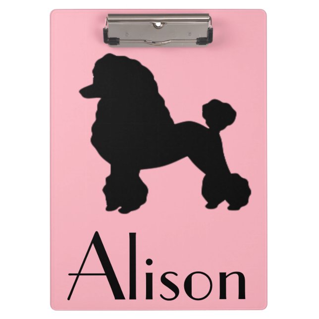 Customizable Pink Poodle Clipboard (Front)
