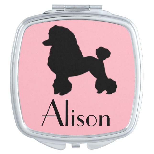 Customizable Pink Poodle Skirt Compact Mirror (Front)