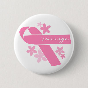 Customizable Pink Ribbon Pinback Button