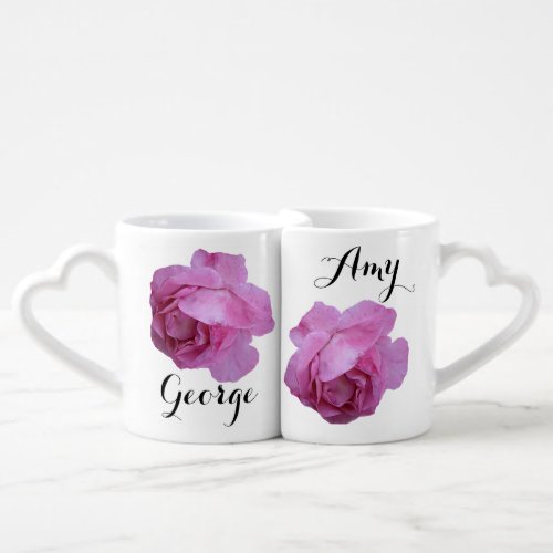 Customizable pink rose floral Valentiane Love mug