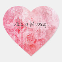 Customizable Pink Rose Heart Shaped Sticker
