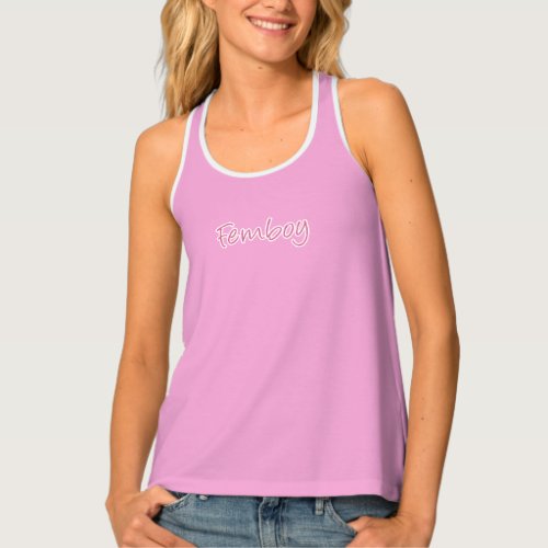 Customizable Pink Tank Top for Soft Femboy Sissies