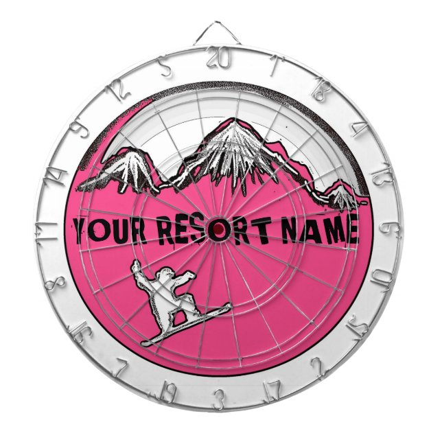 Customizable pink theme snowboard dart board (Front)
