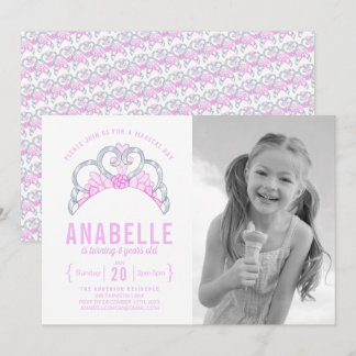 Customizable Pink Tiara Photo Birthday Invitation