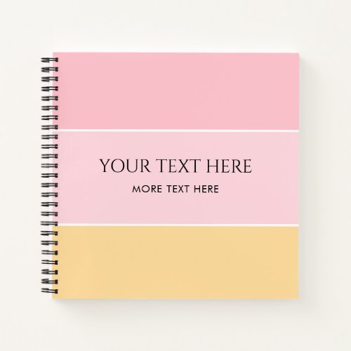 Customizable Pink Vanilla Yellow Striped Template Notebook