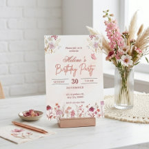 Customizable Pink Watercolor Birthday Invitation