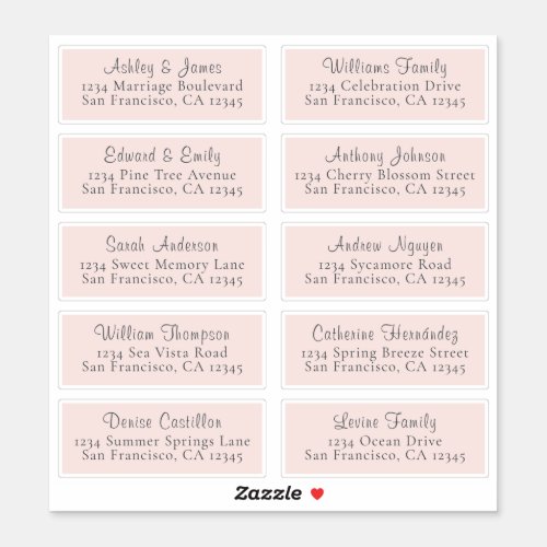 Customizable Pink Wedding Guest Address Labels