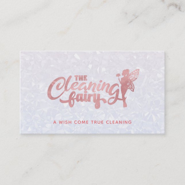 Customizable Pink & White Cleaning Business Cards (Front)