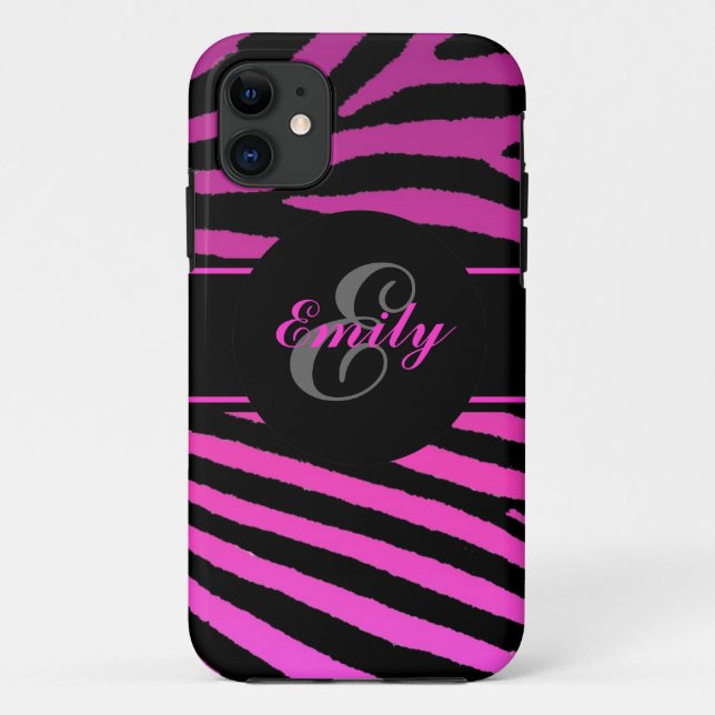 Customizable pink zebra stripes iphone 5 case (Back)