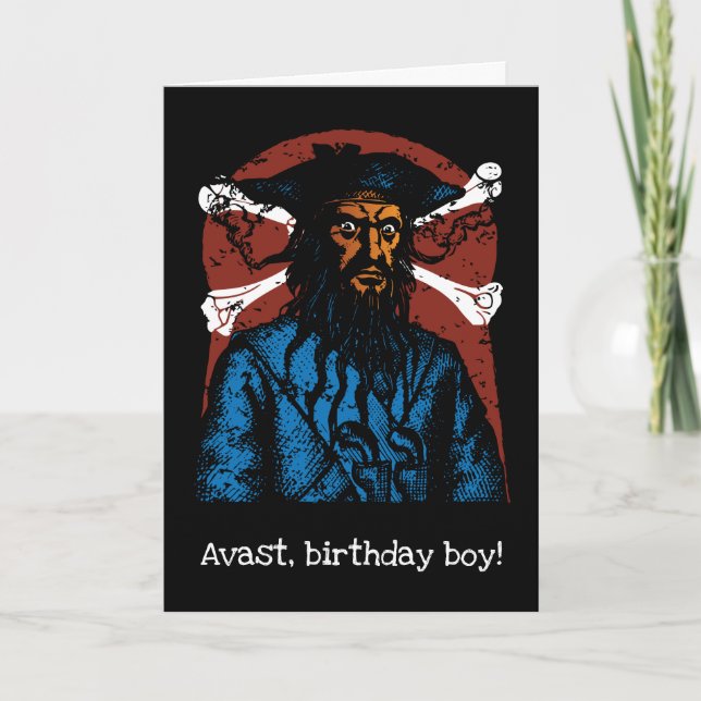 CUSTOMIZABLE PIRATE BLACKBEARD CARD (Front)