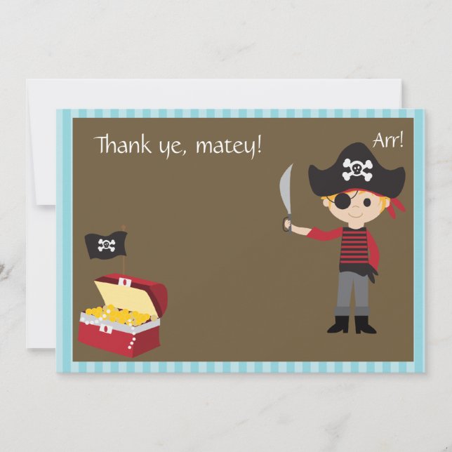 Customizable Pirate Boy Thank You Card (Front)