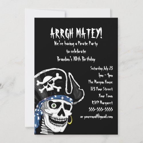 Customizable Pirate Party Personalized Invitation