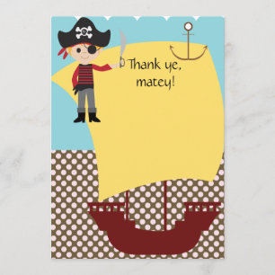 Customizable Pirate Ship Thank You Card